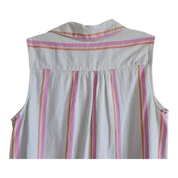 FOR CYNTHIA Women L Tunic Blouse Vertical Striped Linen Viscose Pockets 38" NEW - Picture 7 of 9